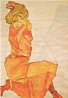 Orange Paintings - Girl in orange 1910 by Egon Schiele